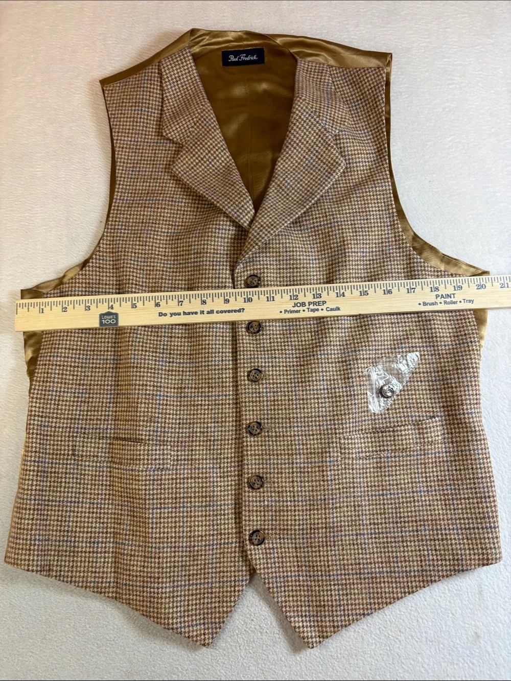 Paul Fredrick Men's Tan and Brown Plaid Dress Vest